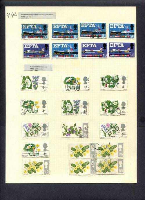 Great Britain - 23 Stamps Mounted (Hinged) On Album Page