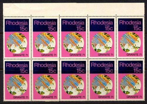 Rhodesia - 3 Double Top Rows of 20 - 1971 - MNH - Folded to Fit in Album/Stock Book