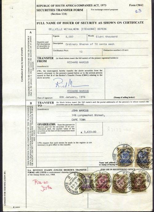 RSA - Revenue Document - Certificate No. 12