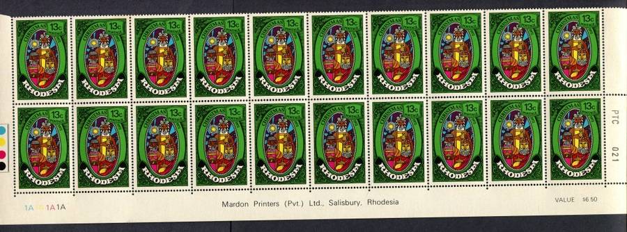 Rhodesia - Set of 3 Double Bottom Rows 1A - 1972 - MNH