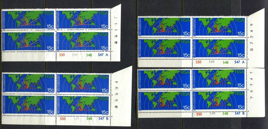 RSA - Set of 4 Control Blocks of 4 A and B - 1973 - MNH - With and Without Watermark