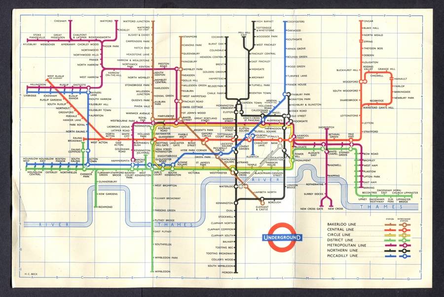 Great Britain - London Underground - Diagram of Linens - 1959