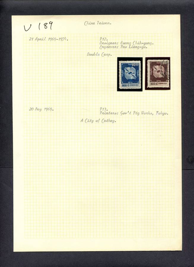 Taiwan - 2 Stamps Mounted (Hinged) On Old Album Page