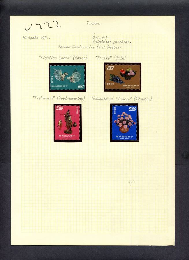 Taiwan - 4 Stamps Mounted (Hinged) On Old Album Page