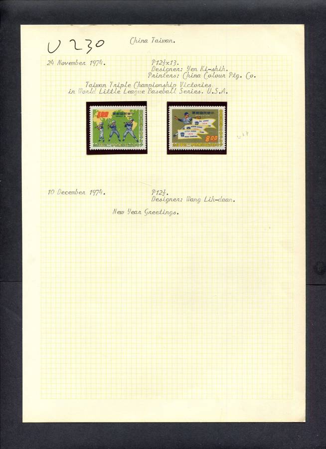 Taiwan - 2 Stamps Mounted (Hinged) On Old Album Page