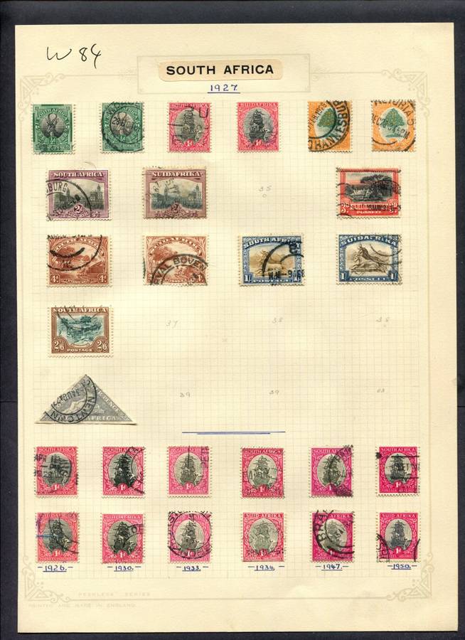 Union of SA - 27 Stamps Mounted (Hinged) On Album Page