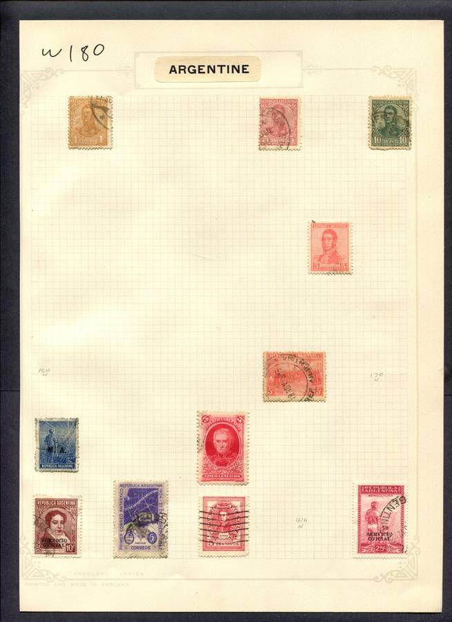 Argentina - 11 Stamps Mounted (Hinged) On Album Page