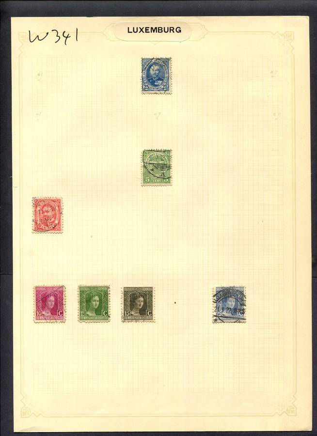 Luxembourg - 7 Stamps Mounted (Hinged) On Album Page