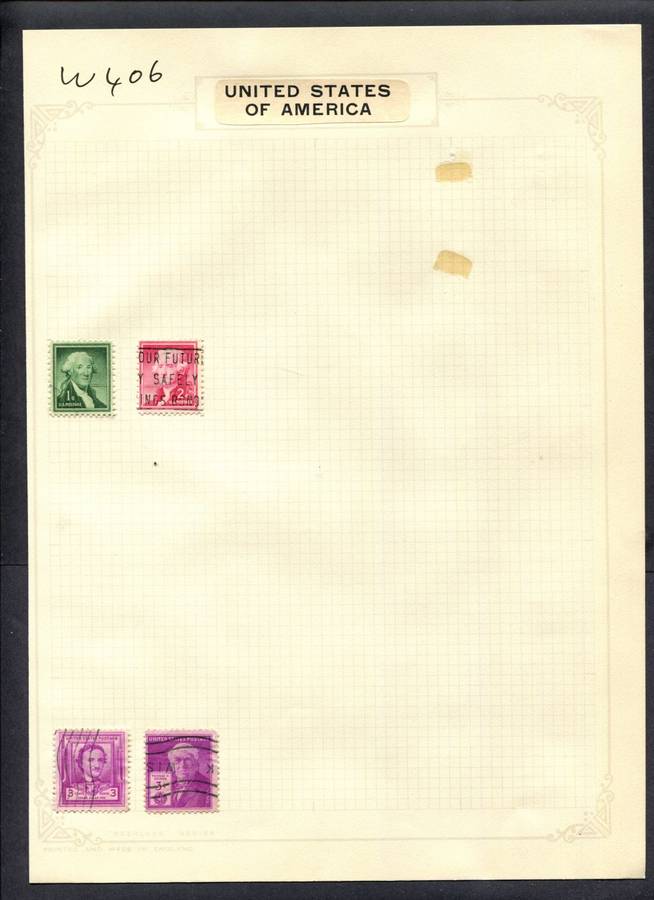 USA - 4 Stamps Mounted (Hinged) On Album Page