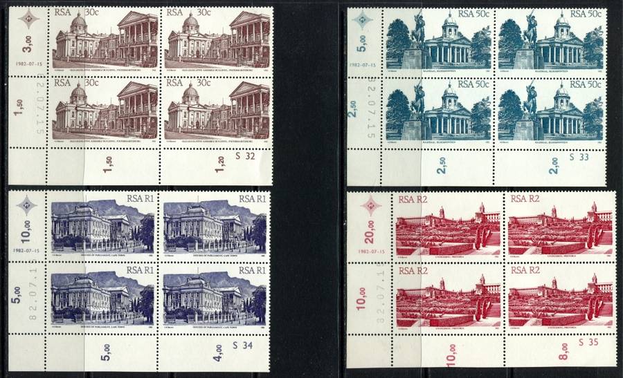 RSA - Set of 17 Control Blocks of 4 + coil Strips of 5 - 1982 - MNH