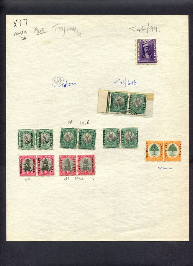 Union of SA - 15 Stamps Mounted (Hinged) On Album Page