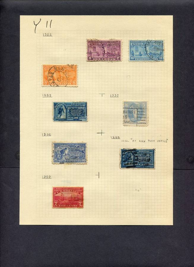USA - 8 Stamps Mounted (Hinged) On Old Album Page
