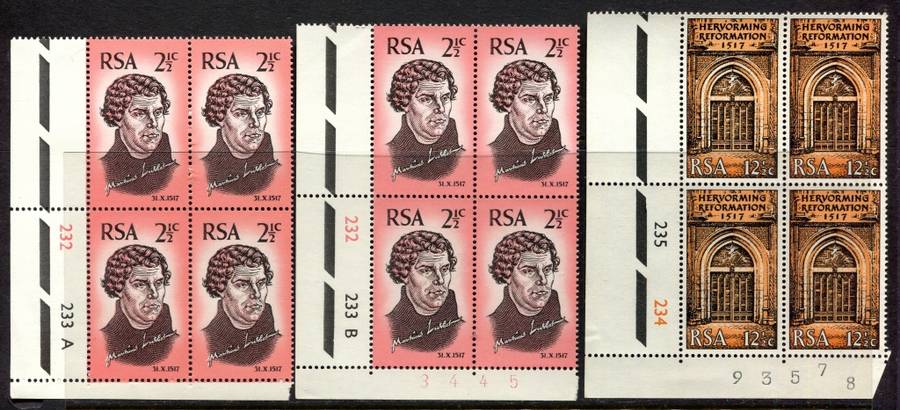 RSA - Set of 3 Control Blocks of 4 - 1967 - MNH