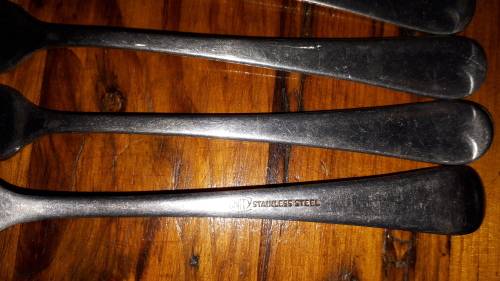5 VINTAGE STAINLESS STEEL DOVETAIL Forks