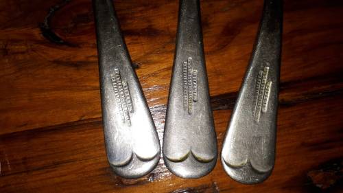 FIVE LARGE VINTAGE NICKEL SILVER Soup Spoons