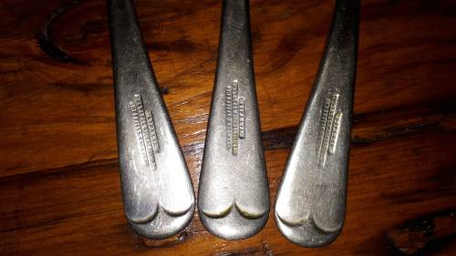 FIVE LARGE VINTAGE NICKEL SILVER Soup Spoons