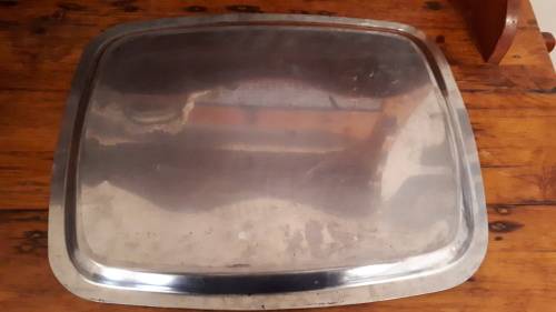 LARGE VINTAGE RECTANGULAR STAINLESS STEEL Serving Tray