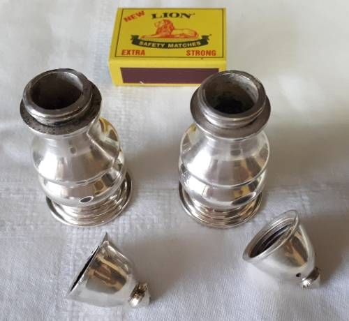 VINTAGE HEAVY SILVER PLATED SALT AND PEPPER SHAKER SET