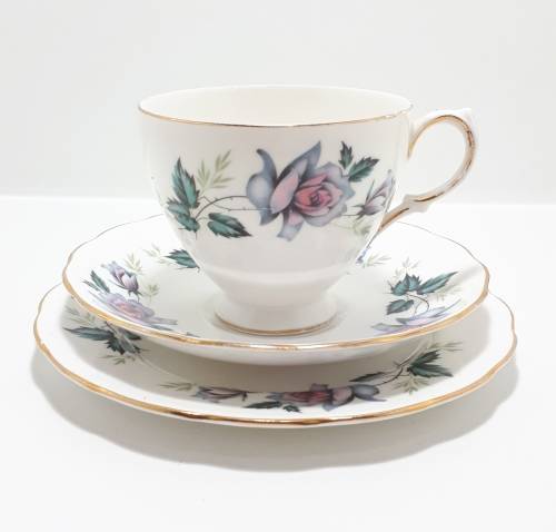 Queen Anne Bone China (Ridgway Potteries Ltd) Tea Trio (Cup, Saucer, Tea Plate) Pattern Unknown