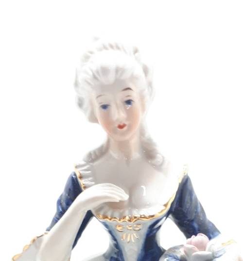 1925-67 Fine Porcelain Blue and White Capodimonte Victorian Figurine Pair Male and Female