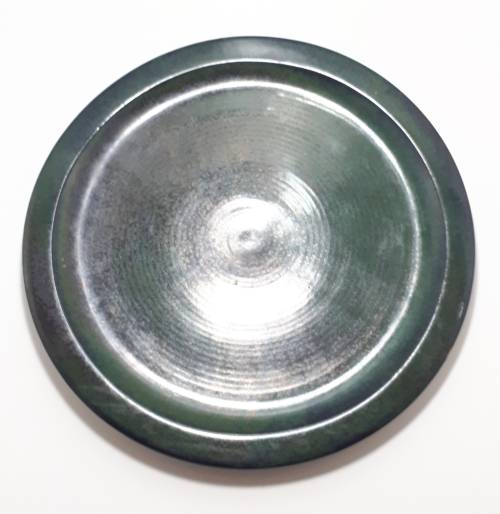 Large Liebowitz Studio Pottery Platter In Deep Hunters Green Glaze and Spiral Pattern