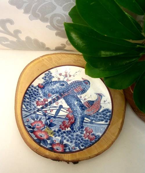 Collectable Vintage Japanese Imari Style Display Plate  Pair Of Birds
