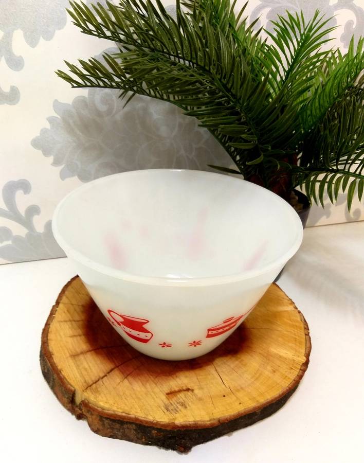 Mid-Century Milk Glass Mixing Bowl