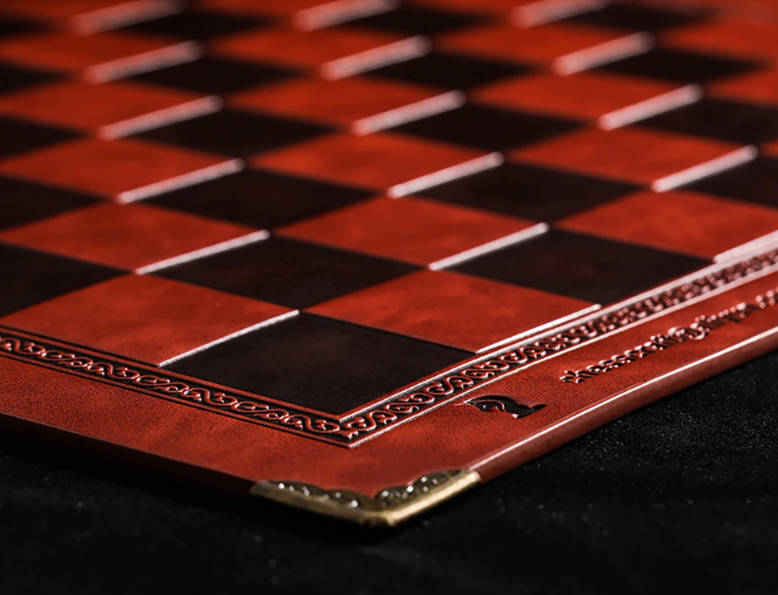 Metal Golf Character themed chess set game with Red Leather Board