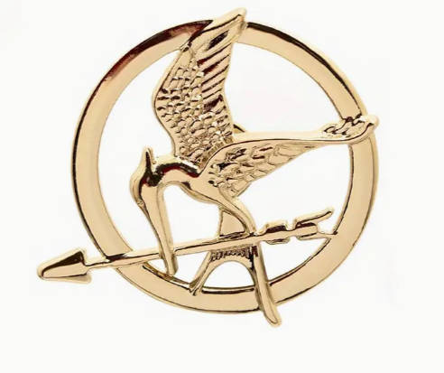 Elegant Mockingbird Logo Brooch - Golden