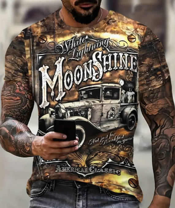 Men`s Sports Short Sleeves - Moonshine Large