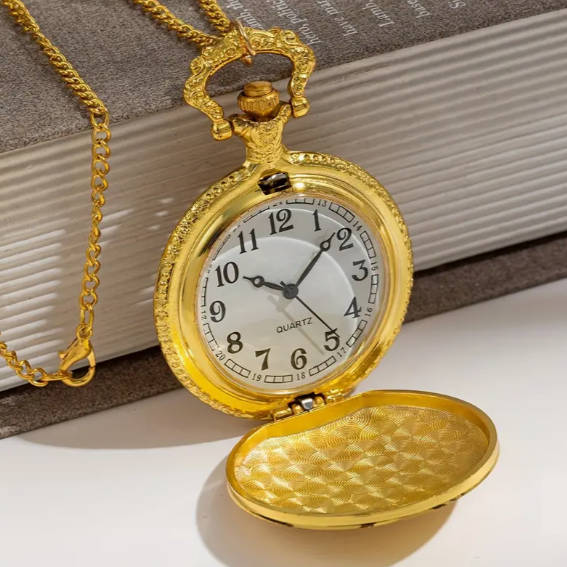 Golden Three Horses Pocket Watch