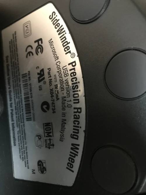 Microsoft Side Winder Steering Wheel And Paddle Set