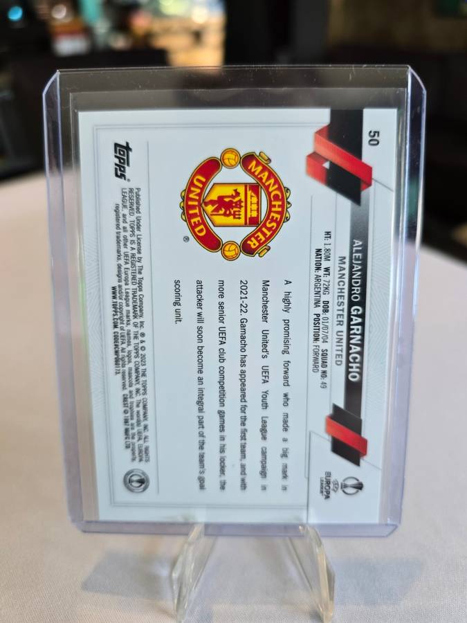 2022-23 Topps Chrome UEFA CC Alejandro Garnacho Rookie Card RC Refractor #50