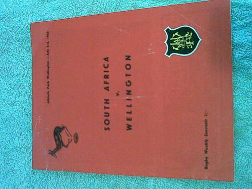 RUGBY PROGRAMME - SOUTH AFRICA V WELLINGTON - 03/07/1965 ATHLETIC PARK WELLINGTON