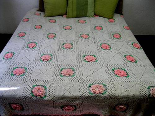 Vintage, retro, 1960's, Queen size crochet bedspread