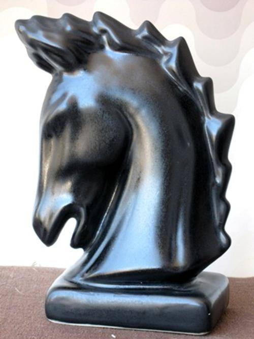 Retro, 1970s, black ceramic horse head