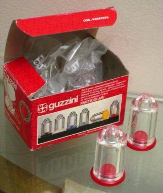 Set of 6 retro 1970s / 80s Guzzini "Particolari" individual salt / pepper dispensers