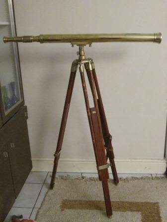 Antique brass Stanley of London telescope with tripod dated 1902