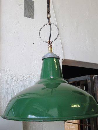Old South African Railways Enamel Shade With The Original Chain And Copper Ceiling Rose