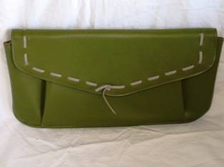 Vintage 1980s olive green clutch bag. (32 cm x 16 cm)