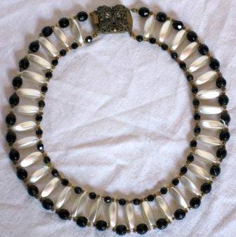 Art Deco, 1930s necklace with jet black faceted glass beads