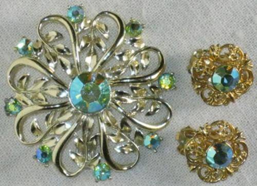 Vintage, 1950s cocktail earings and brooch ( Reduced to clear - old stock, sale ends 01/03/2012 )