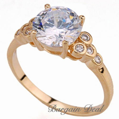 Size 6.5/ 7.5 / 8 !! 9stone Round Brilliant Cut 4.8ct Engagement Ring clad in 18K Yellow Gold!!