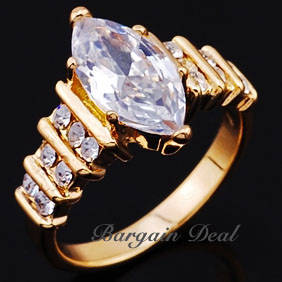 Size R !! 15 stone Marquise Cut 4ct Engagement Diamond Ring clad in 18K Yellow Gold!!