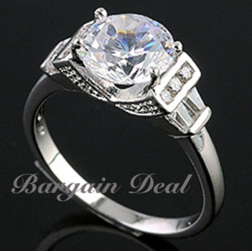 Size 6 / Size 7.5 !! 11 stone 3ct Engagement Diamond Ring clad in 18K White Gold !!