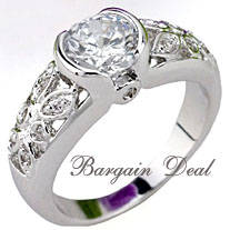 Size 7 !! 15 stone 2.3ct Vintage Style Engagement Diamond Ring Clad in18K White Gold !!