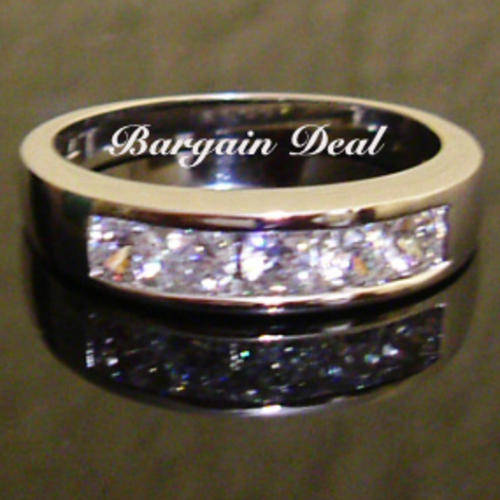 Size7/ Size O !! 5stone 1ct Round Brilliant Cut Eternity Ring clad in 18K White Gold!