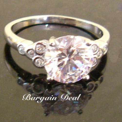 Size 8/ Size 9 !! 9 Stone 3ct Round Brilliant Cut Engagement Diamond Ring clad in 18K White Gold!!