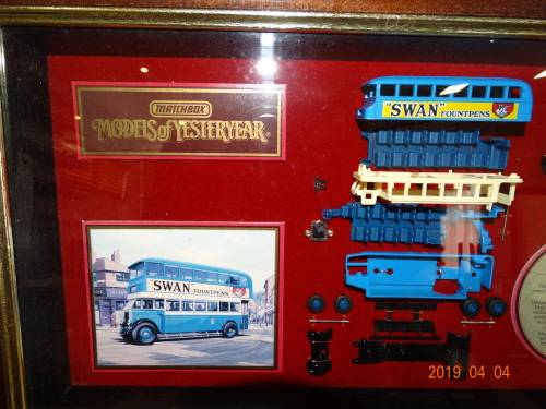 MatchBox - Framed Model -  Models of Yesteryear Leyland Titan TD1 Bus - Swan Fount Pens - LIMITED ED