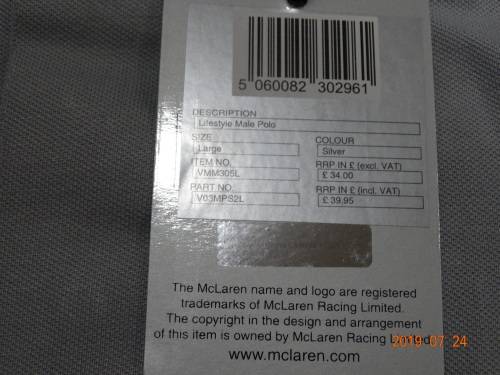 Mclaren Mercedes - Polo Lifestyle Team Shirt for Men - L- Brand New - Official Gear - WOW